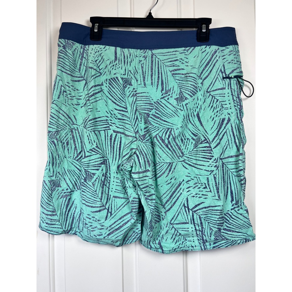 Patagonia Mens Board Shorts Mint Green Navy Palm Leaf Print‎ Swim Trunks 36/10 - Picture 2 of 3